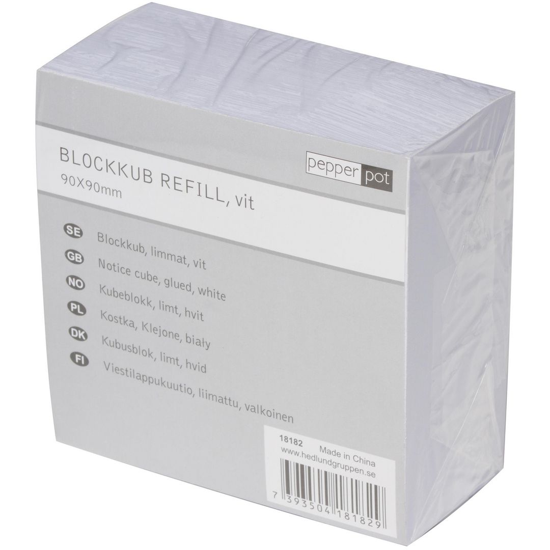 Blockkub Pepperpot 90x90 500ark vit (4 pack)
