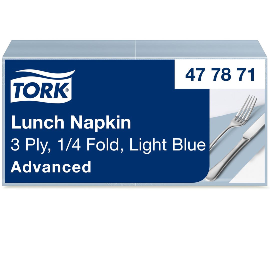 Servett TORK Lunch 3-lags ljusblå 150/fp