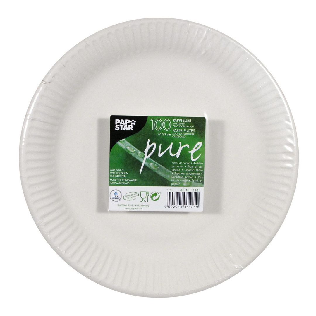 Tallrik PURE FSC Papp 23cm stark 100/fp