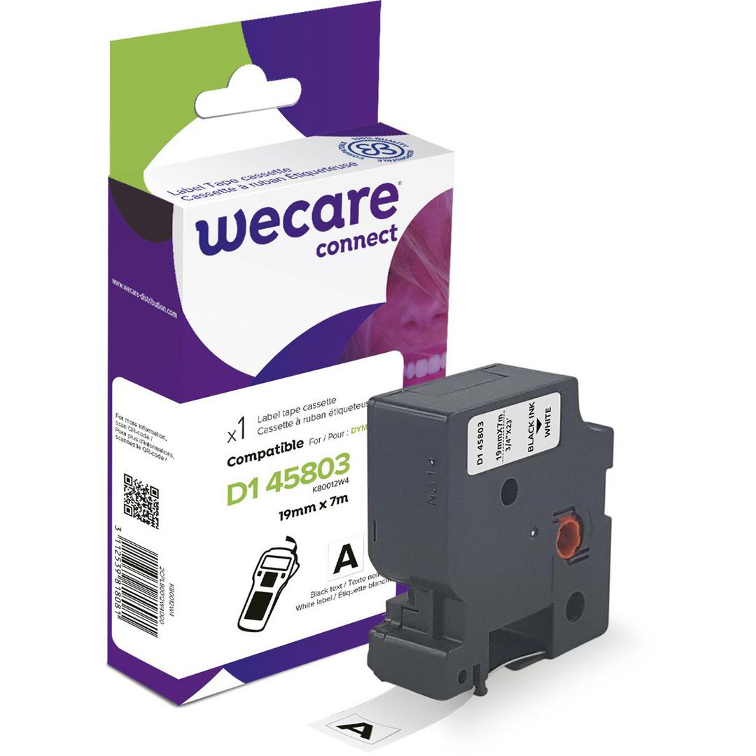 Tape Wecare 19mm svart på vit