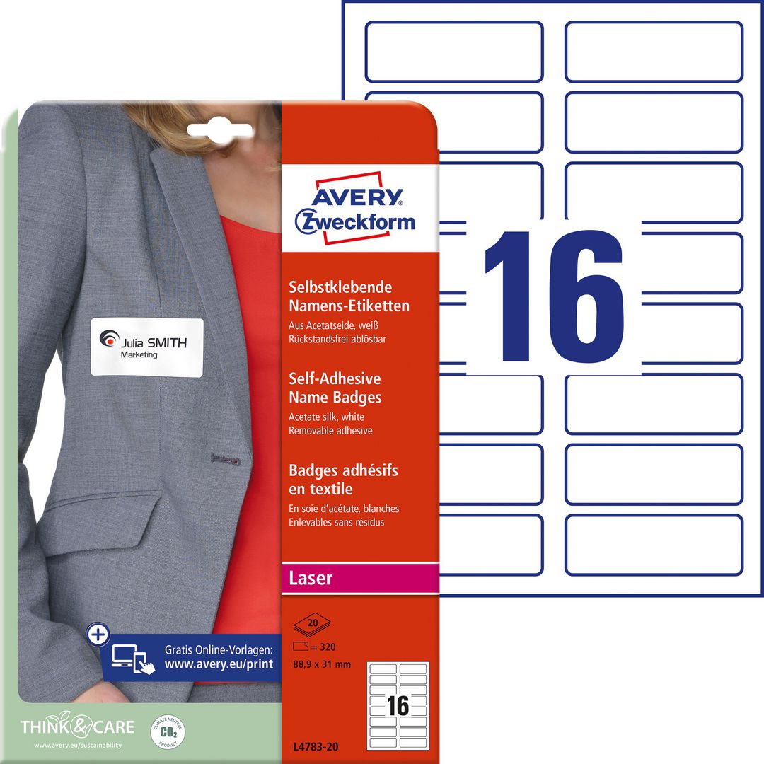 Namnskylt AVERY 88,9x31mm 320/fp