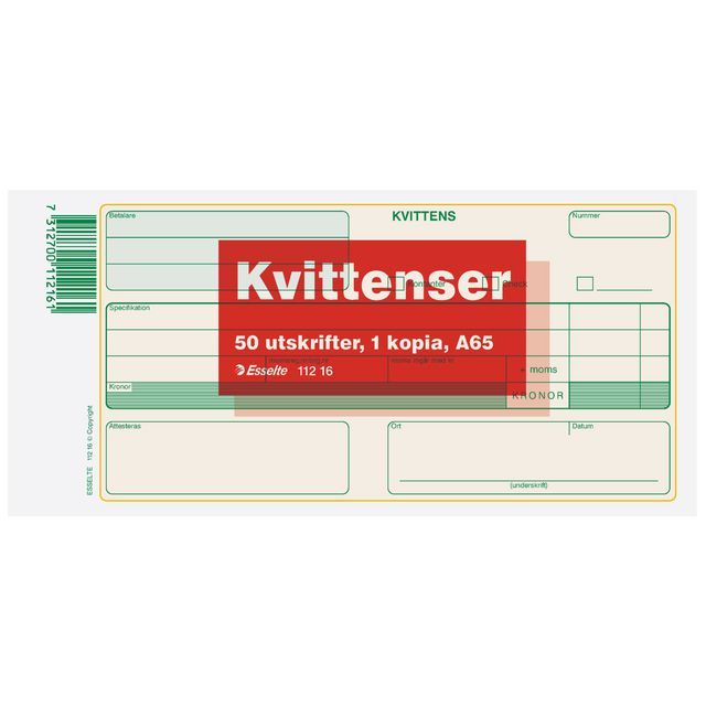Blankett kvittens A65 50 bl kopia (5 pack)