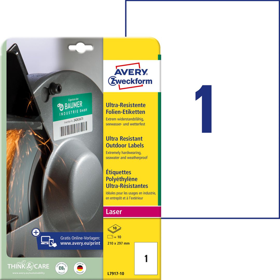 Etikett AVERY Stretch 210x297mm 10/fp