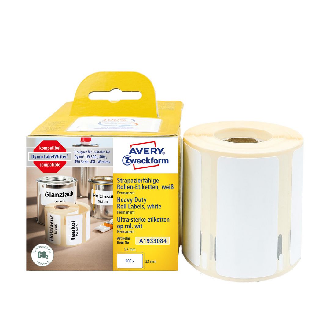 Etikett AVERY Slitst. 57x32mm 400/fp