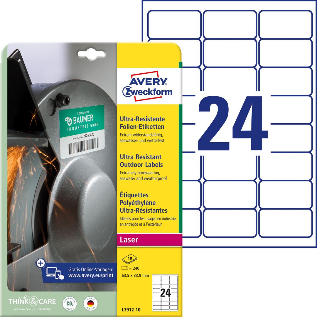 Etikett AVERY 63,5x33,9mm 240/fp