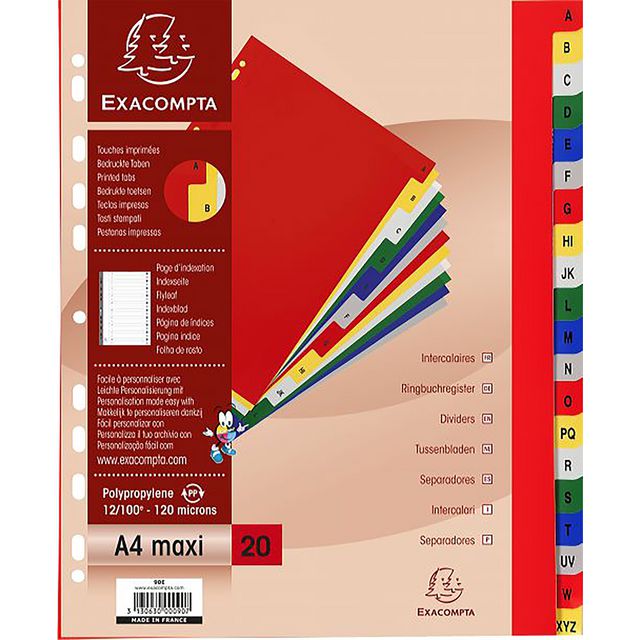 Plastregister Exacompta PP A4+ A-Z f.f