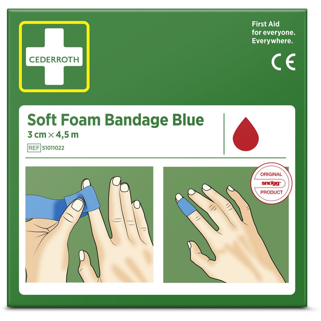 Plåster CEDERROTH SoftFoam 3cmx4,5m blå