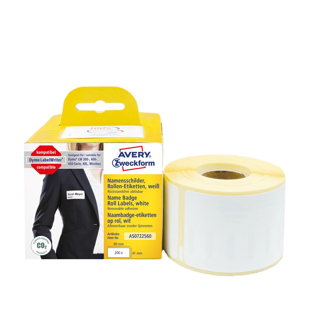 Namnskylt AVERY 41x89mm 200/fp