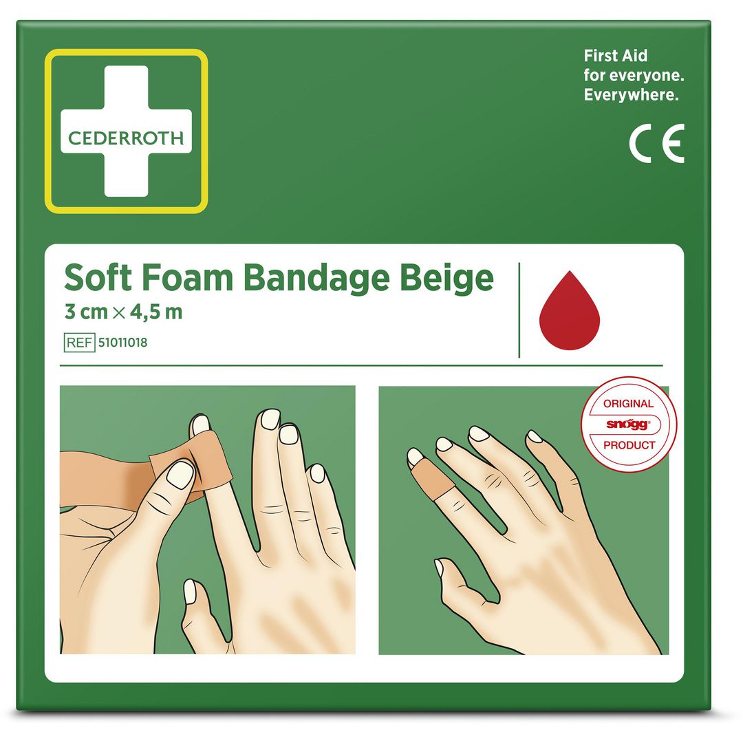 Plåster CEDERROTH SoftFoam 3cmx4,5m beig
