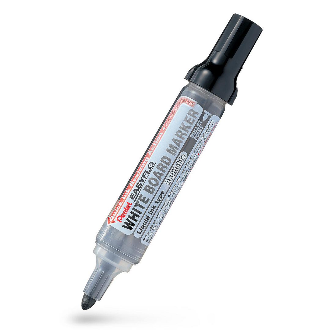 Whiteboardpenna Pentel EasyFlo rund sv (12 pack)