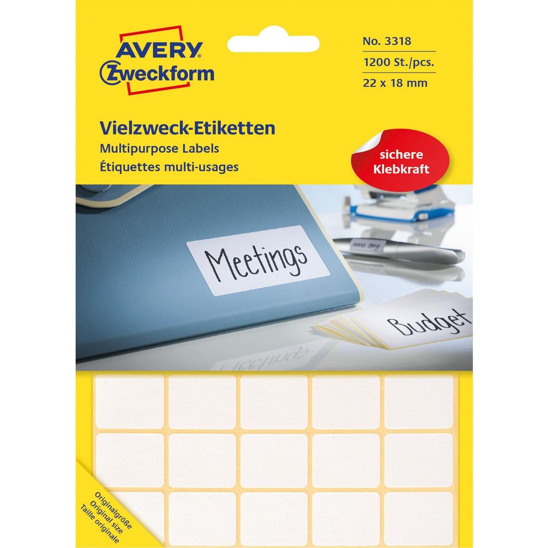 Etikett AVERY handskriv 18x22mm 1200/fp
