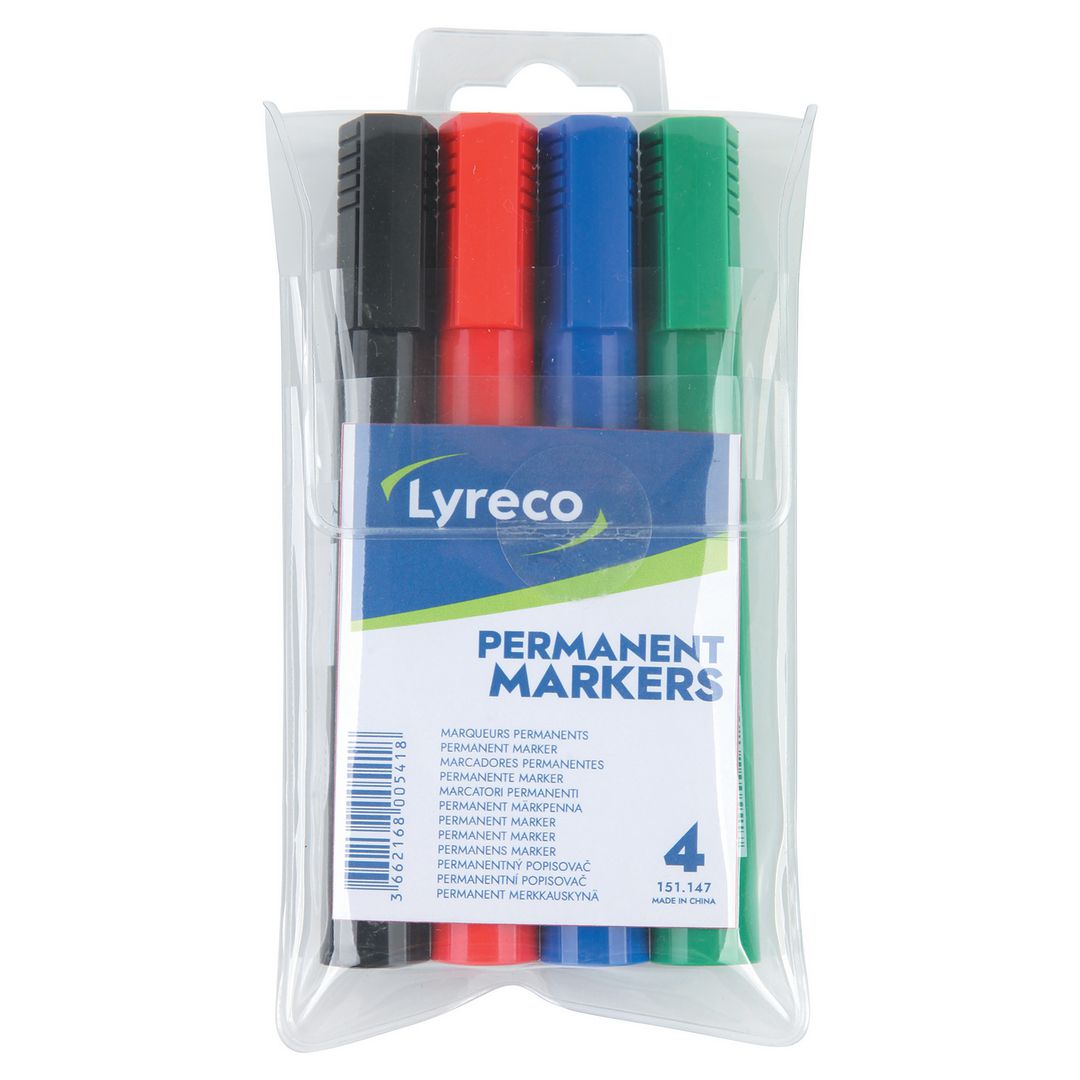 Märkpenna Lyreco 1-5mm sort färger 4/fp
