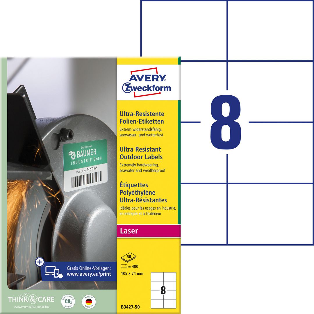 Etikett AVERY Stretch 74x105mm 400/fp