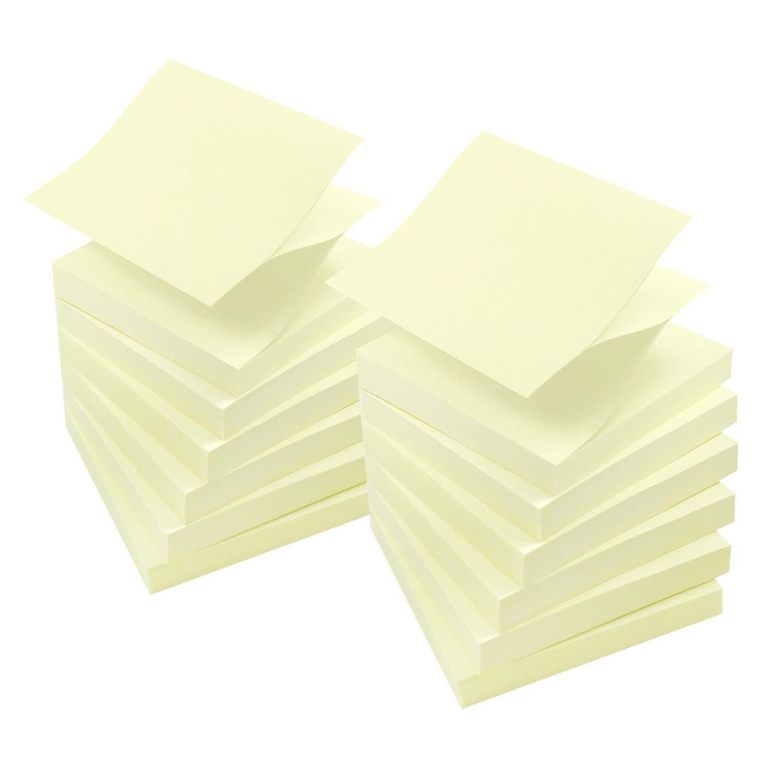 Notes Lyreco prem ZZ 75x75mm gul 12/fp