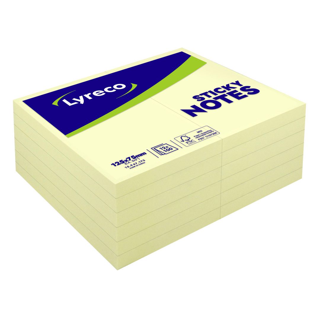 Notes LYRECO standard 75x125mm gul 12/fp