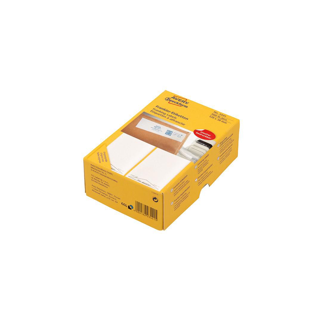 Etikett AVERY frankering 138x48mm 500/fp
