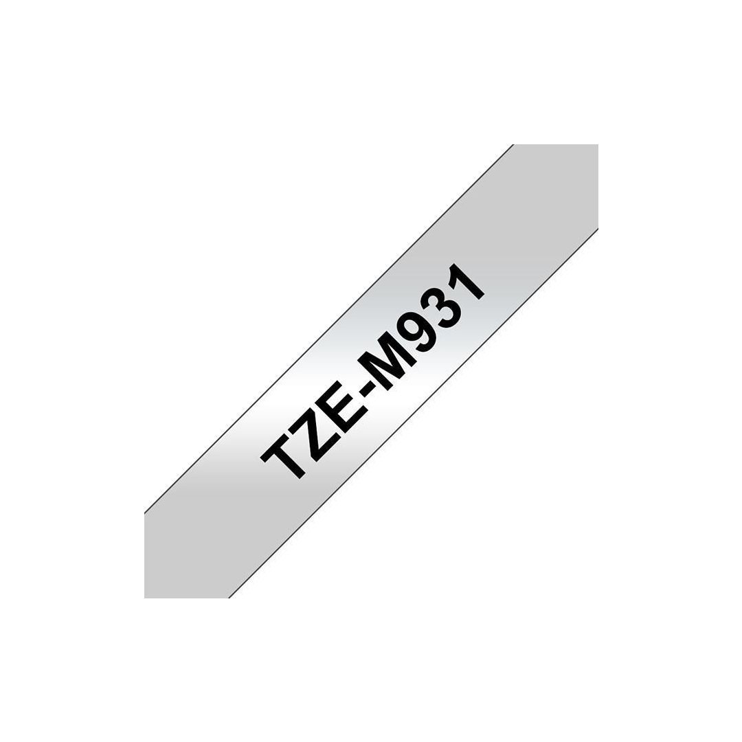 Tape Brother TZEM931 12mm sv på silver