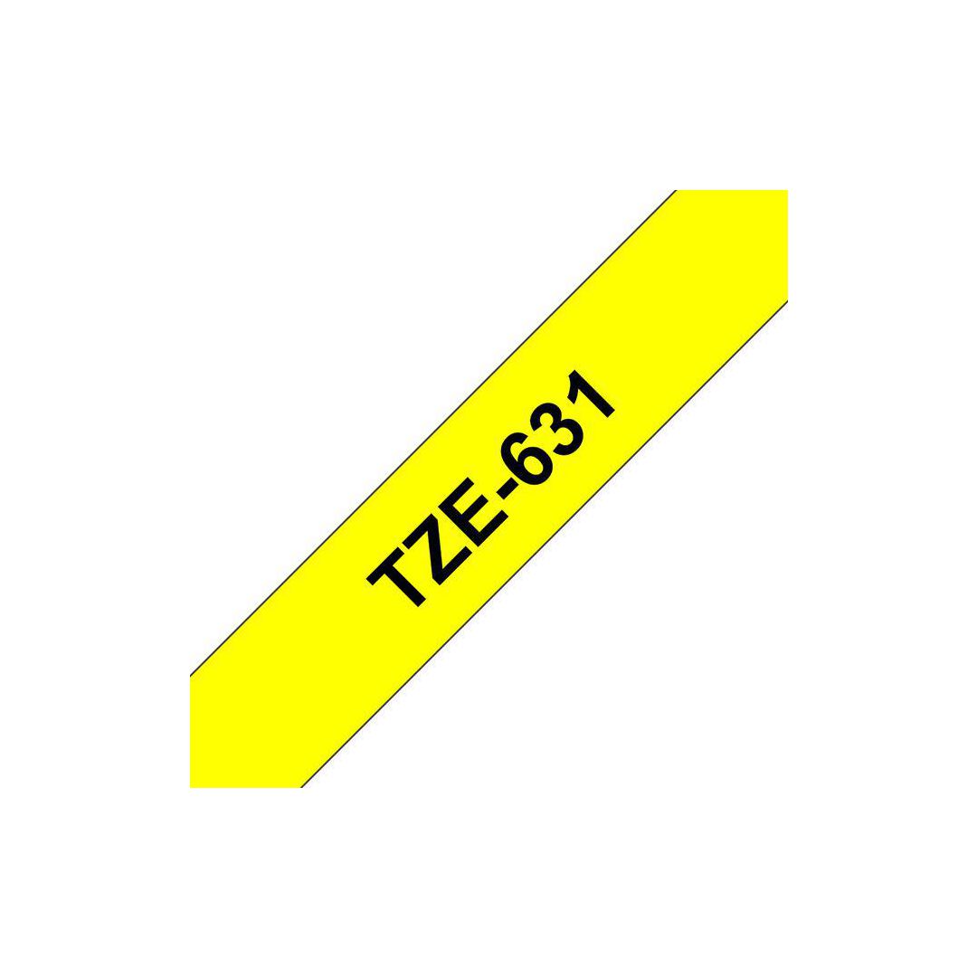 Tape Brother TZE631 12mm svart på gul