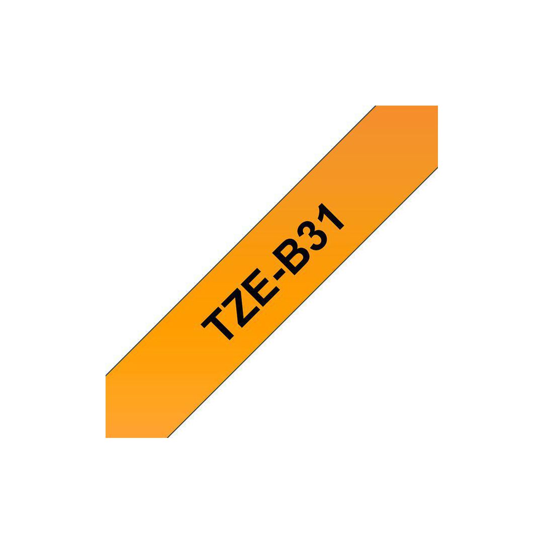 Tape Brother TZEB31 12mm svart på orange