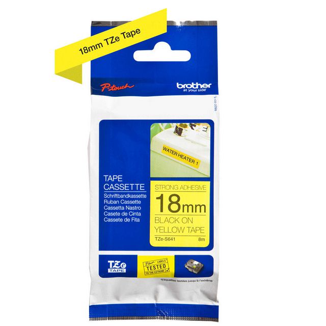 Tape Brother TZES641 18mm svart på gul