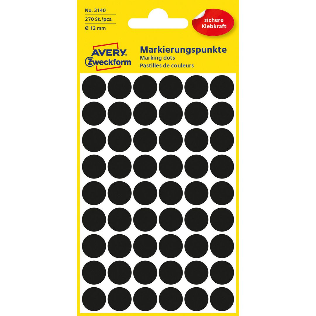 Färgkodningsprick AVERY Ø12mm sva 270/fp (10 pack)