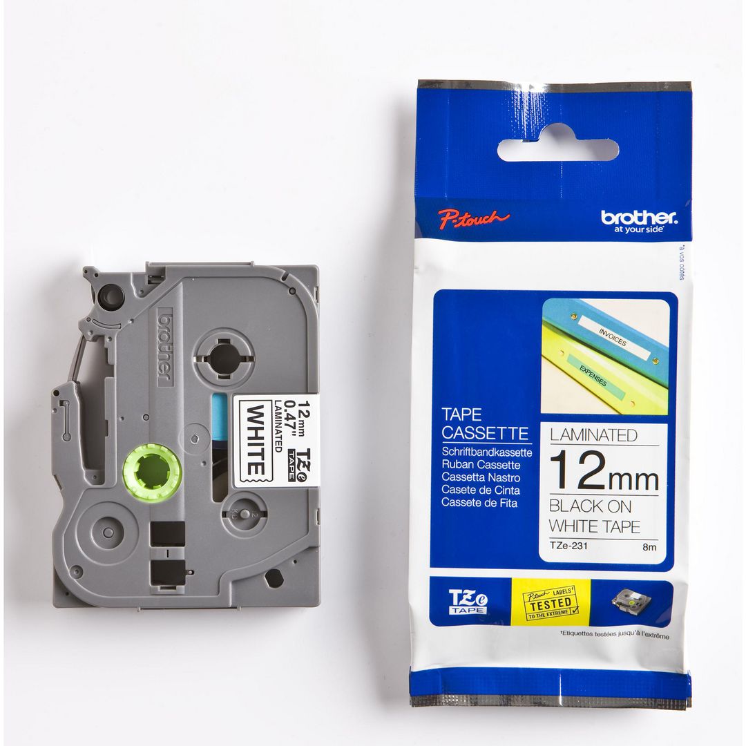 Tape Brother TZE231 12mm svart på vit