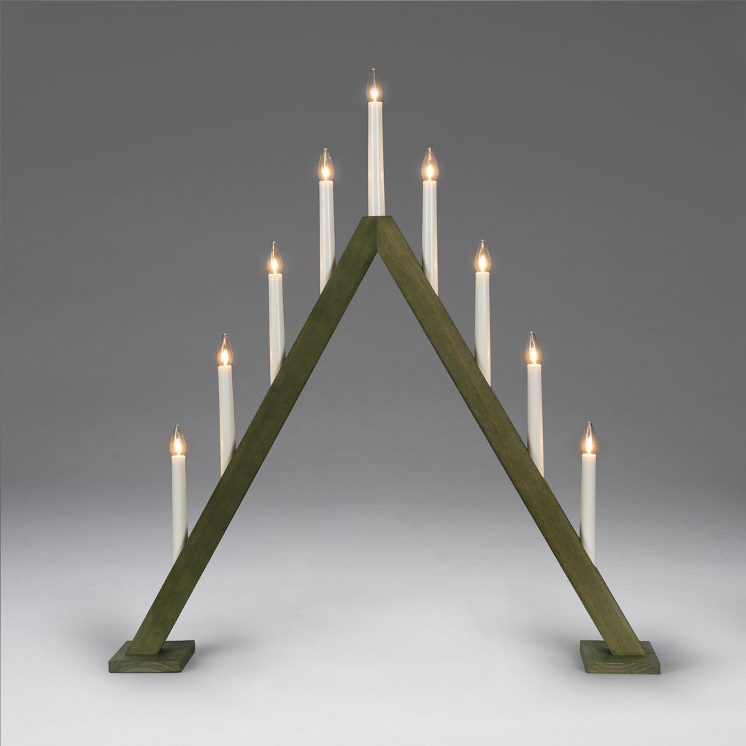 Elljusstake 9 ljus 60x65cm trä grön