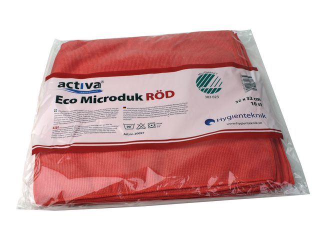 Microfiberduk ACTIVA ECO 32x32cm röd (10 pack)