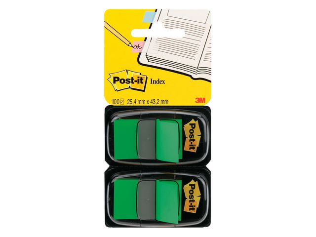 Index POST-IT 25,4x43,2mm grön 100/fp (6 pack)