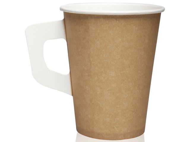 Pappersbägare 17,5cl öra brun/vit 80/fp