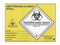 Etikett 'UN3291' gul 100/fp